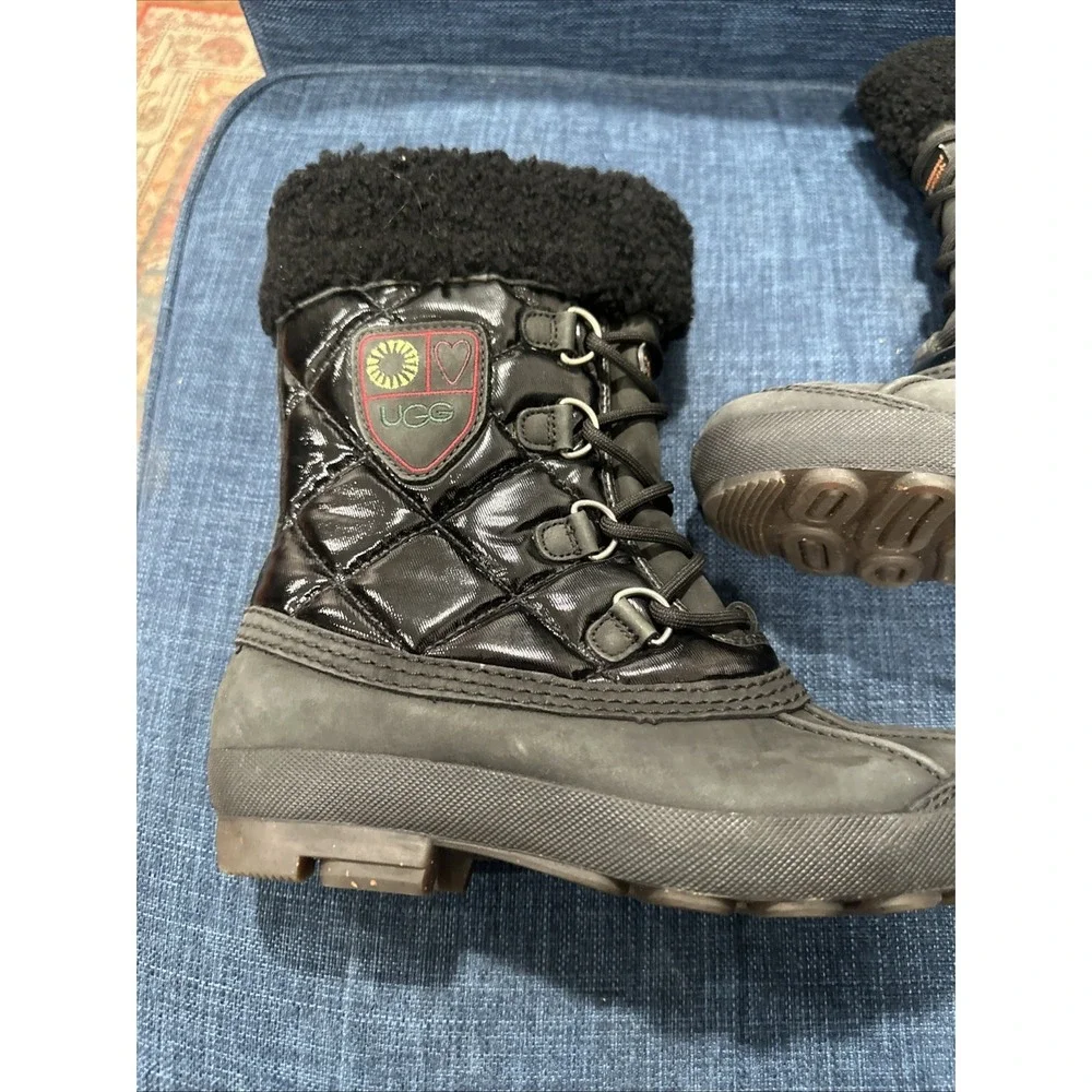Ugg Australia Newberry Side Zip Waterproof Insulated Black Boots Women's Size 7